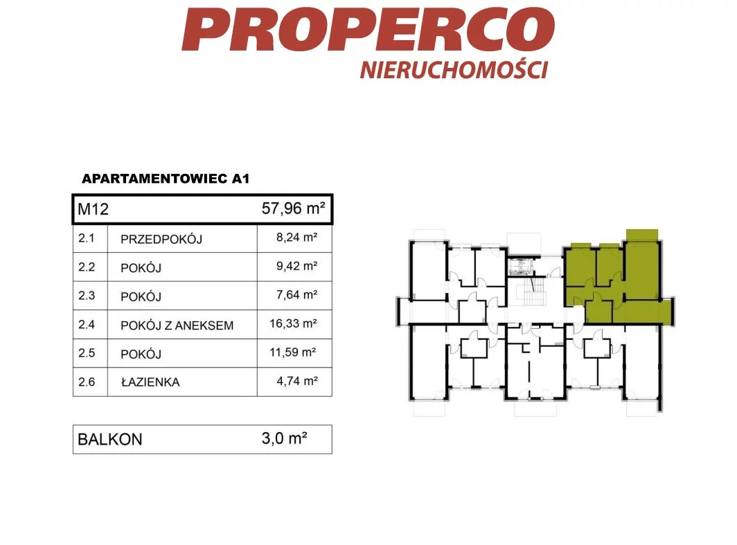 4 pokoje, mieszkanie 58,00 m², piętro 2, oferta nr , PRP-MS-74262, Pińczów