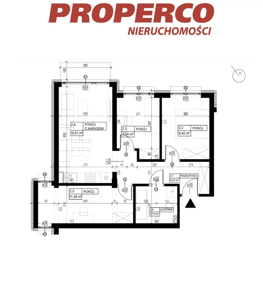 4 pokoje, mieszkanie 58,11 m², piętro 2, oferta nr , PRP-MS-74261, Pińczów