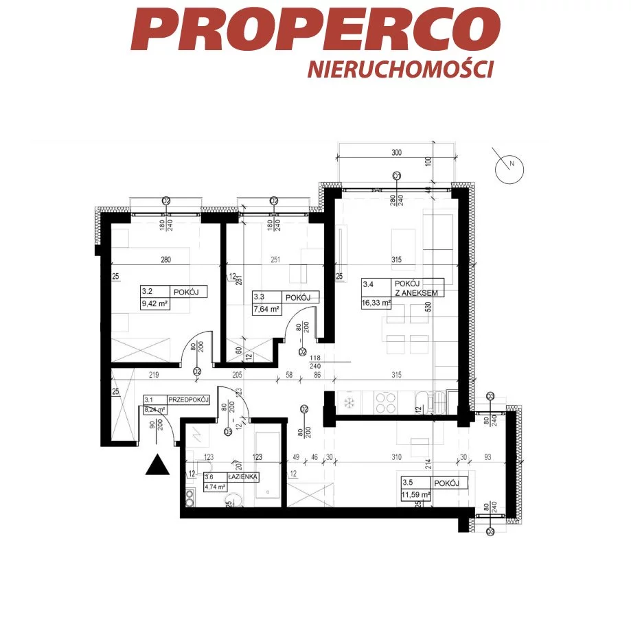 4 pokoje, mieszkanie 58,13 m², piętro 3, oferta nr , PRP-MS-74278, Pińczów