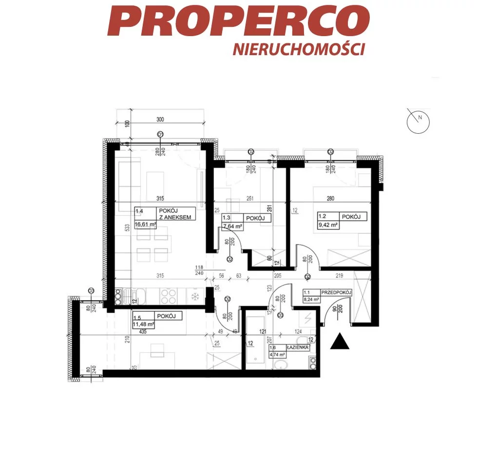 4 pokoje, mieszkanie 57,99 m², piętro 1, oferta nr , PRP-MS-74251, Pińczów, Siedmiolaski
