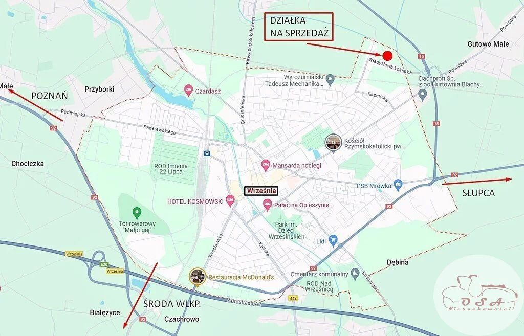Działka 927,00 m², oferta nr , 536/4398/OGS, Września, Kazimierza Wielkiego