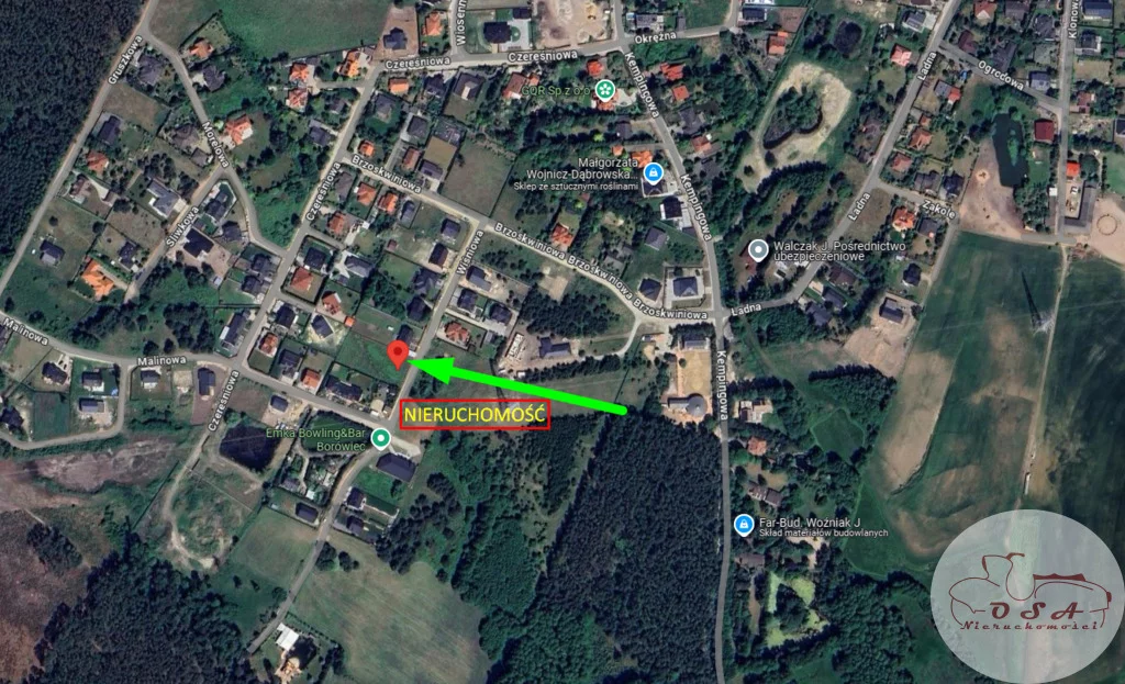 Działka 1 826,00 m², oferta nr , 506/4398/OGS, Borówiec, Wiśniowa