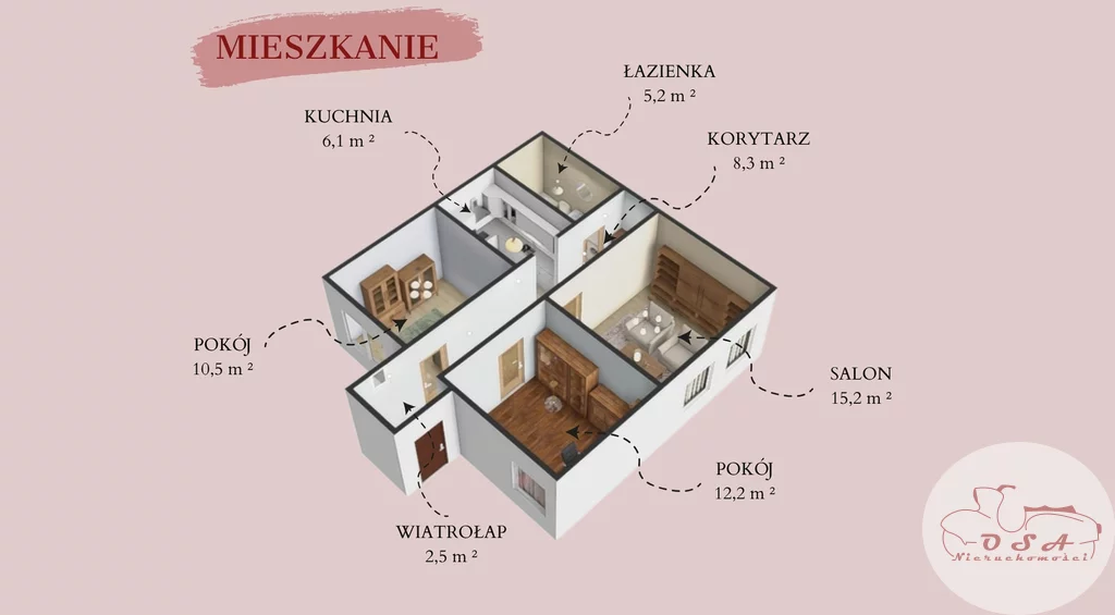 3 pokoje, mieszkanie 60,70 m², parter, oferta nr , 338/4398/OMS, Brodnica, Orzechowa