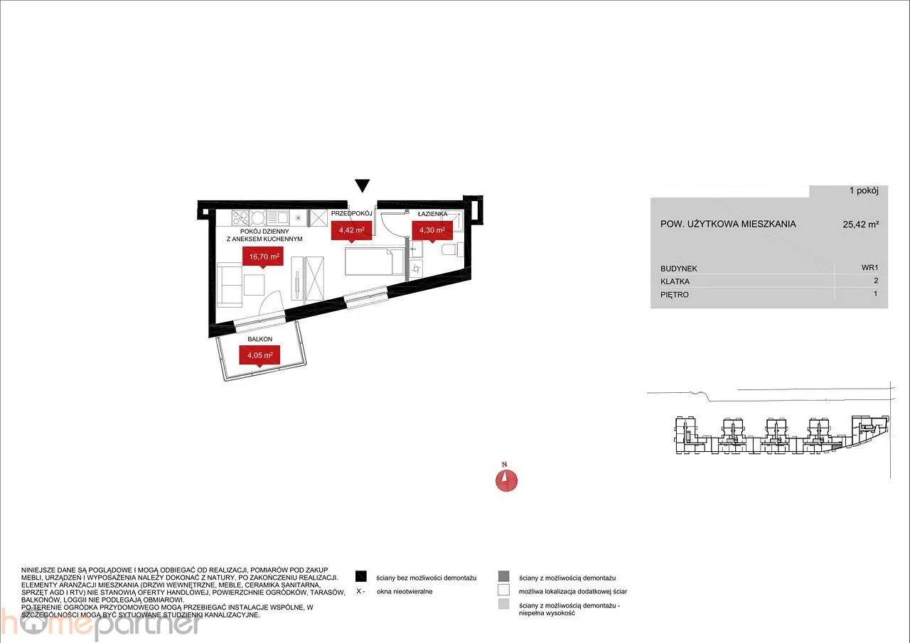 1 pokój, mieszkanie 25,42 m², piętro 1, oferta nr , 19406, Wrocław, Psie Pole-Zawidawie, Psie Pole, Kleczkowska