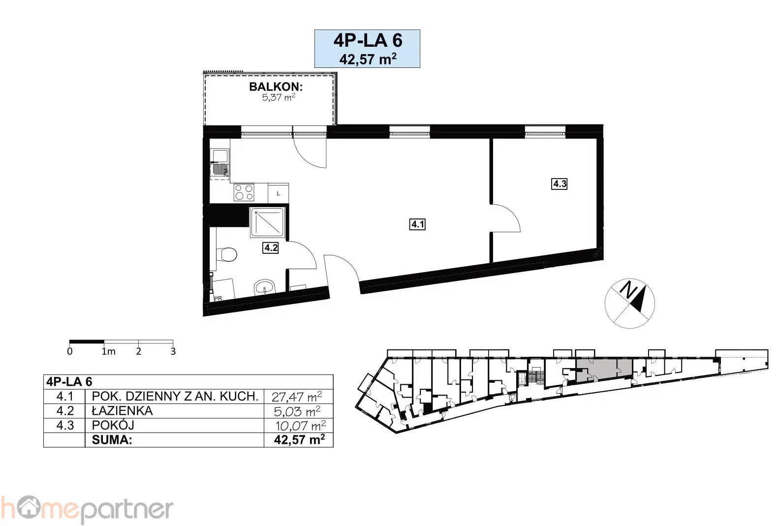 2 pokoje, mieszkanie 42,57 m², piętro 4, oferta nr , 19292, Międzyzdroje, Marii Skłodowskiej-Curie
