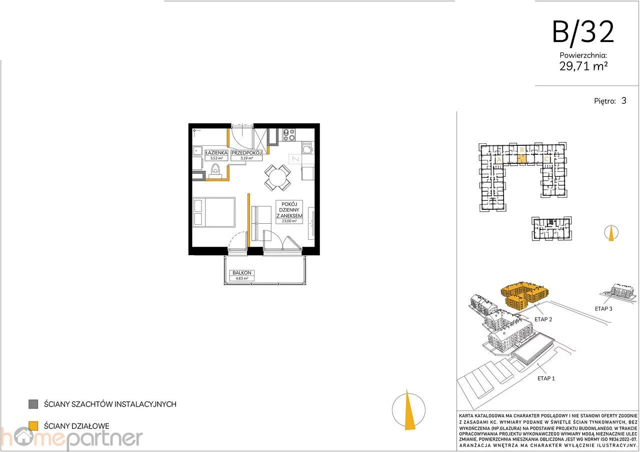 Mieszkanie na sprzedaż, 29,71 m², 2 pokoje, 3 piętro, oferta nr 17017