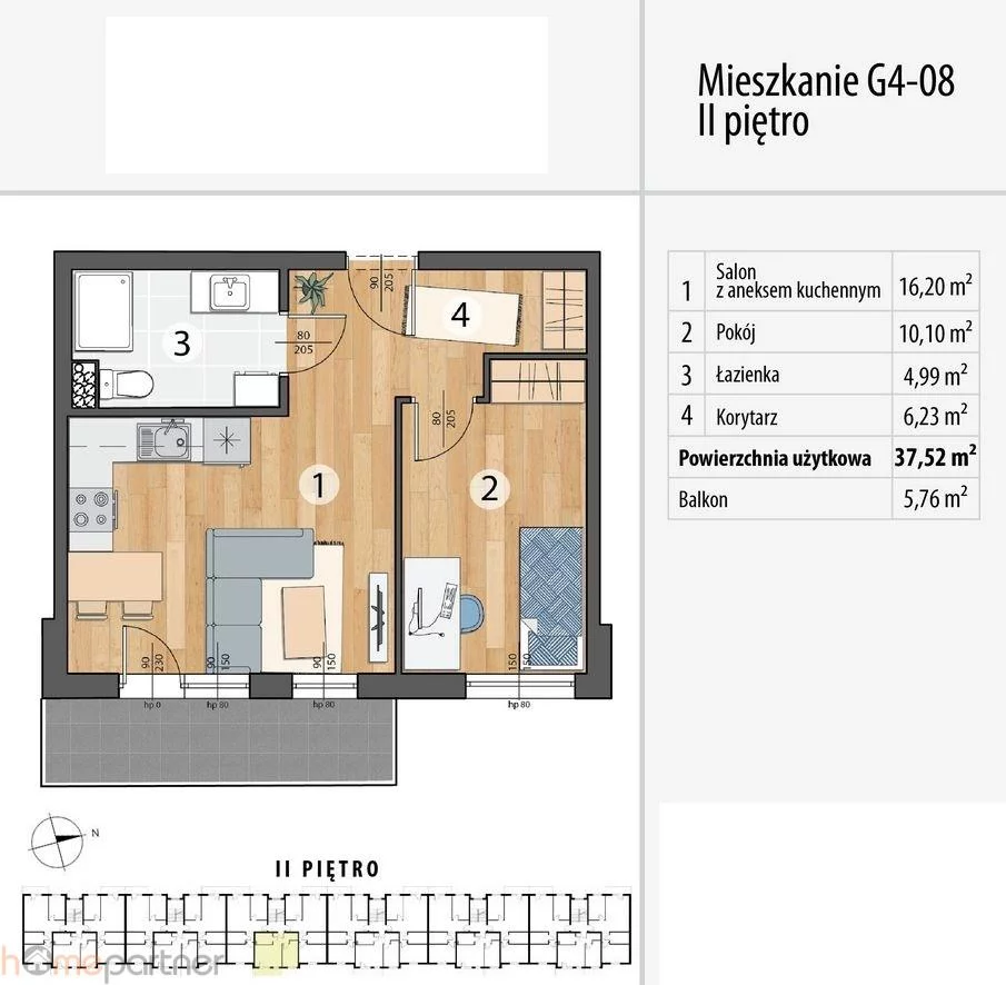 2 pokoje, mieszkanie 37,52 m², piętro 2, oferta nr , 19525, Smolec
