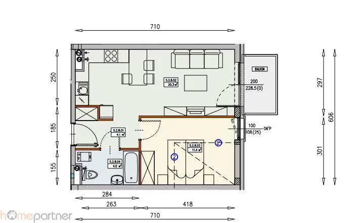 2 pokoje, mieszkanie 39,80 m², piętro 2, oferta nr , 19256, Wrocław, Krzyki-Partynice, Krzyki, Świątnicka