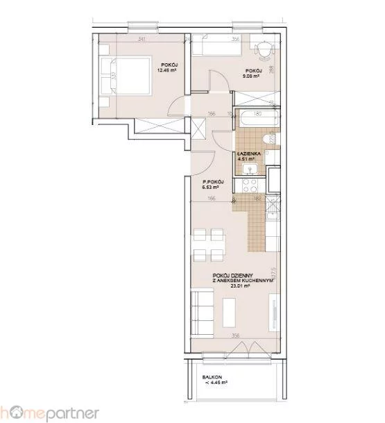 Apartament na sprzedaż, 55,38 m², 3 pokoje, piętro 1, oferta nr 16838