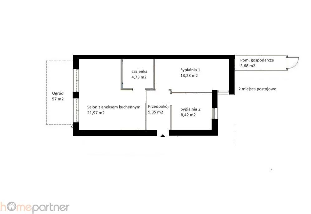 3 pokoje, mieszkanie 57,40 m², parter, oferta nr , 19278, Wrocław, Psie Pole-Zawidawie, Psie Pole, Kminkowa