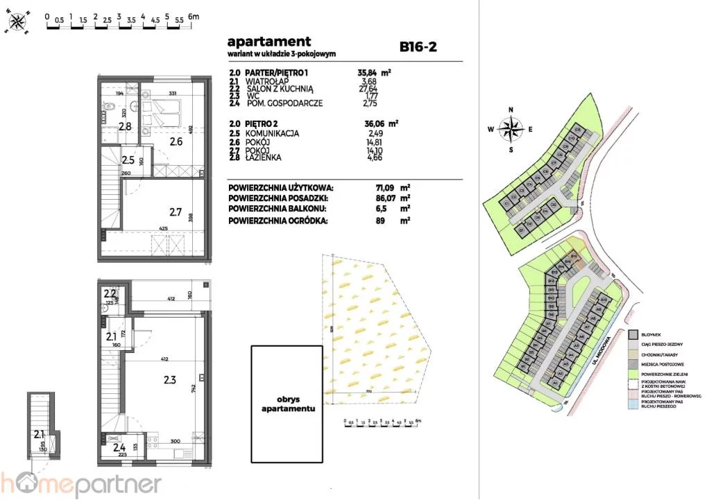 3 pokoje, mieszkanie 71,09 m², parter, oferta nr , 19288, Iwiny, Magnoliowa