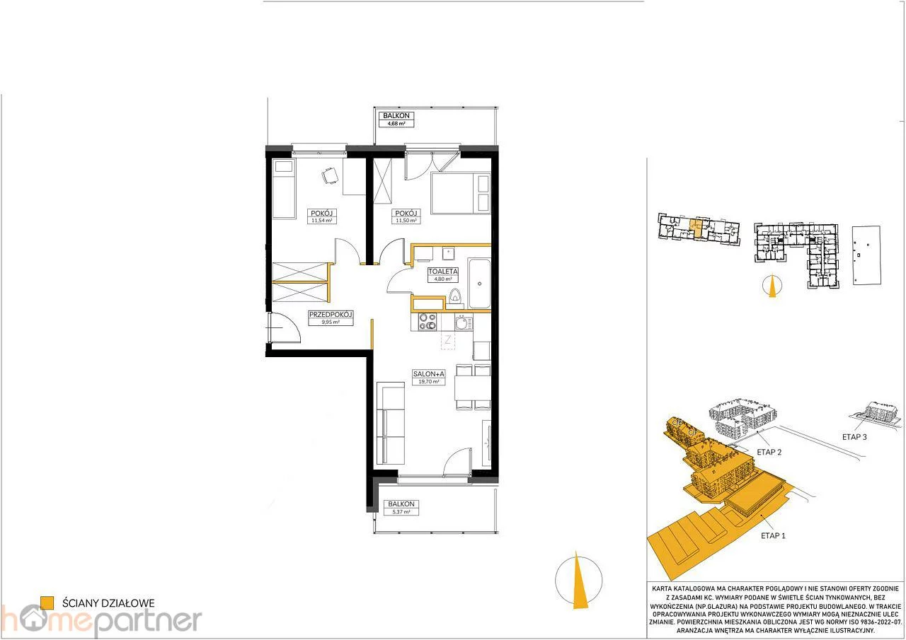 Mieszkanie na sprzedaż, 57,49 m², 3 pokoje, 1 piętro, oferta nr 17030