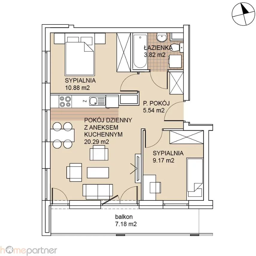 3 pokoje, apartament 49,70 m², piętro 2, oferta nr , 19269, Wrocław, Psie Pole-Zawidawie, Psie Pole, Odolanowska