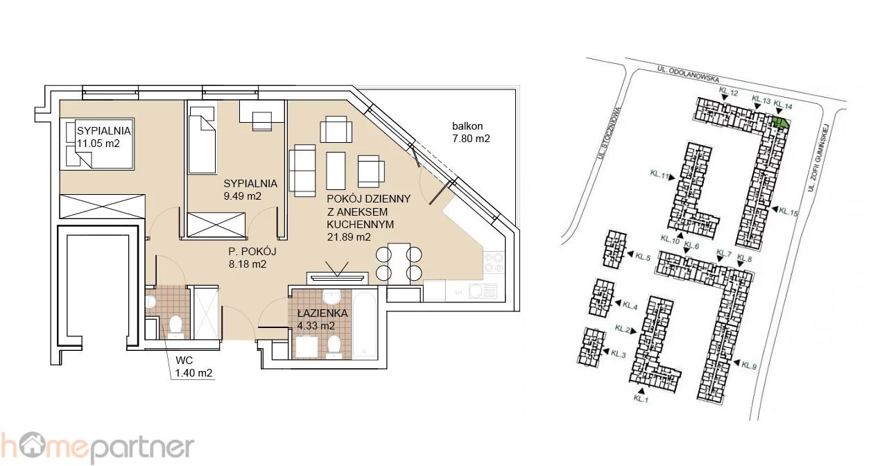 3 pokoje, mieszkanie 56,39 m², piętro 1, oferta nr , 19270, Wrocław, Psie Pole-Zawidawie, Psie Pole, Odolanowska