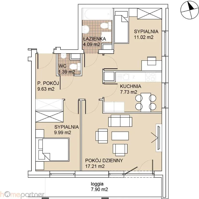 3 pokoje, mieszkanie 61,06 m², piętro 4, oferta nr , 19395, Wrocław, Psie Pole-Zawidawie, Psie Pole, Odolanowska
