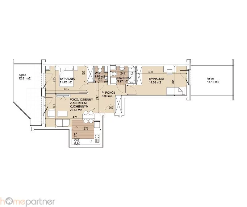 3 pokoje, mieszkanie 60,53 m², parter, oferta nr , 19293, Wrocław, Psie Pole-Zawidawie, Psie Pole, Rafała Wojaczka