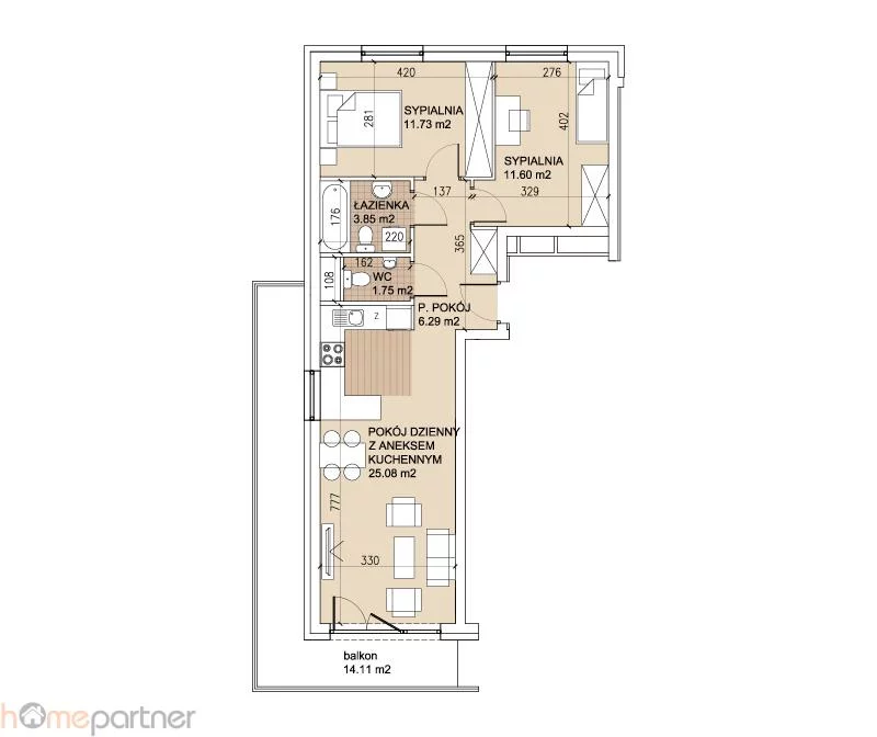 3 pokoje, mieszkanie 60,30 m², piętro 5, oferta nr , 19414, Wrocław, Psie Pole-Zawidawie, Psie Pole, Rafała Wojaczka