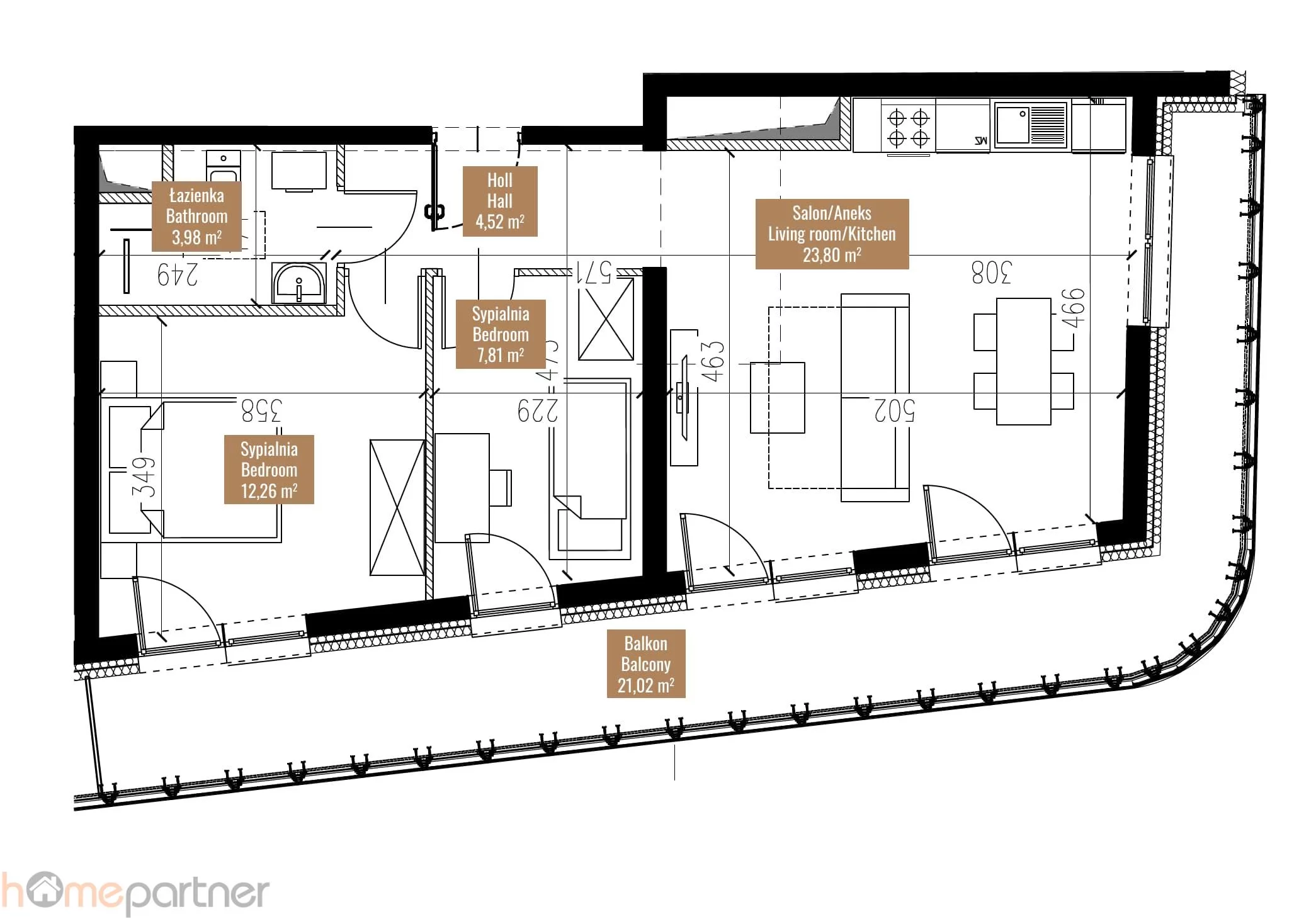 Mieszkanie na sprzedaż, 52,37 m², 3 pokoje, 6 piętro, oferta nr 16745