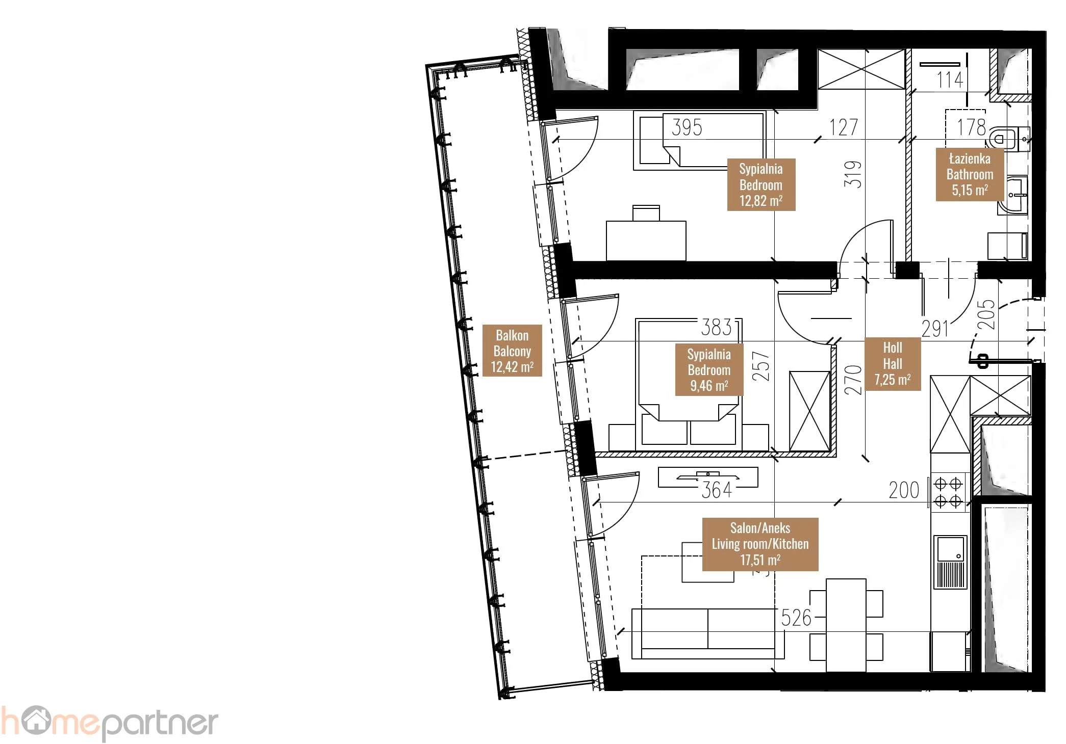 Mieszkanie na sprzedaż, 52,19 m², 3 pokoje, 6 piętro, oferta nr 16852