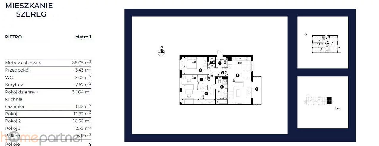 4 pokoje, mieszkanie 88,05 m², piętro 1, oferta nr , 19416, Miękinia, Dolnobrzeska