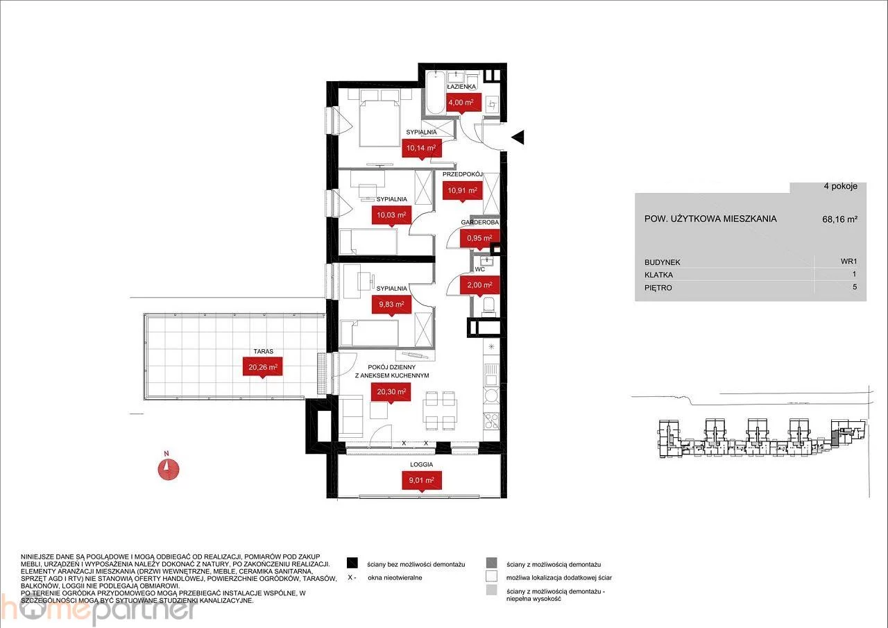 4 pokoje, mieszkanie 68,20 m², piętro 5, oferta nr , 19242, Wrocław, Psie Pole-Zawidawie, Psie Pole, Kleczkowska