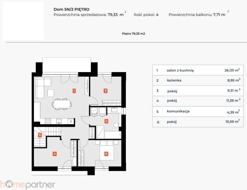 4 pokoje, mieszkanie 79,33 m², piętro 1, oferta nr , 19241, Kiełczówek, Krótka