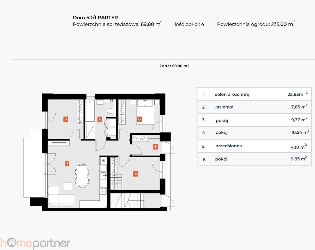4 pokoje, mieszkanie 69,80 m², parter, oferta nr , 19277, Kiełczówek, Krótka