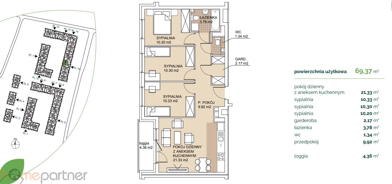 Mieszkanie na sprzedaż, 69,37 m², 4 pokoje, 2 piętro, oferta nr 16854