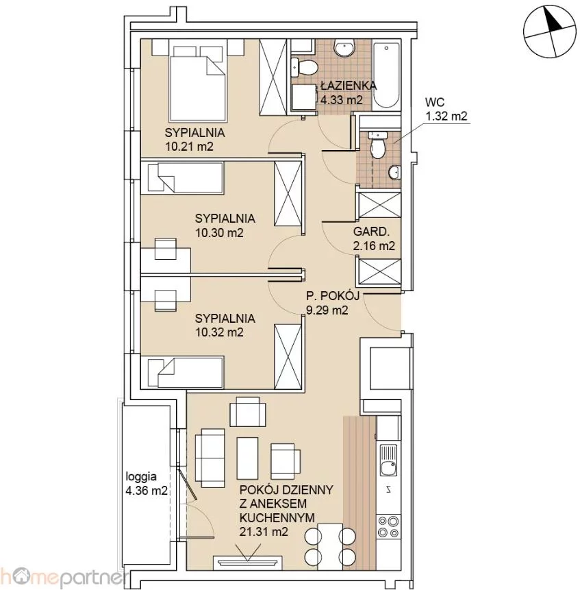 4 pokoje, mieszkanie 69,20 m², piętro 2, oferta nr , 19271, Wrocław, Psie Pole-Zawidawie, Psie Pole, Odolanowska