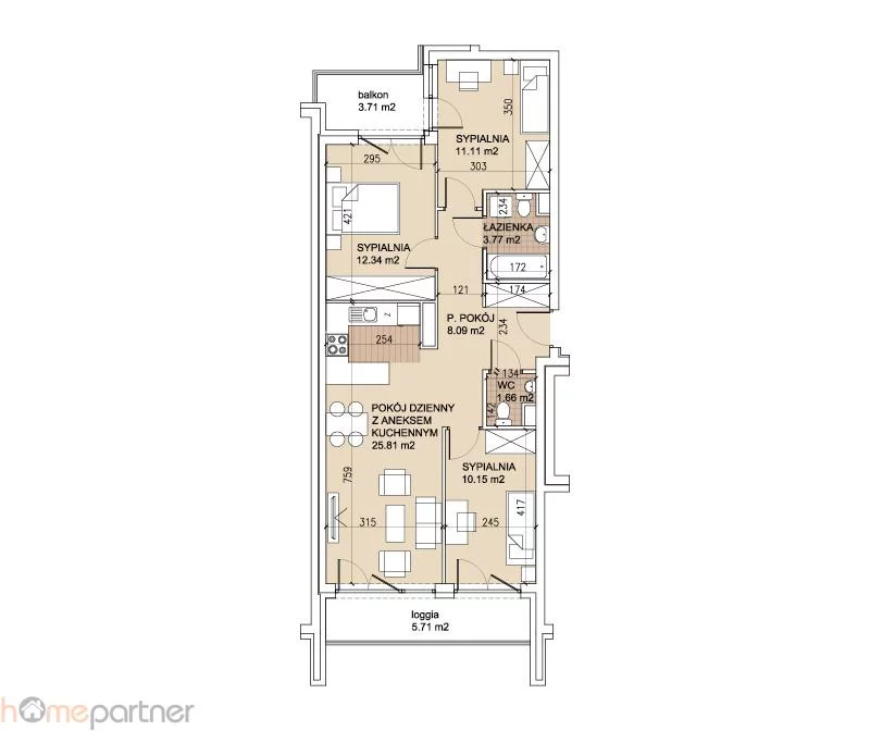 4 pokoje, mieszkanie 72,93 m², piętro 3, oferta nr , 19409, Wrocław, Psie Pole-Zawidawie, Psie Pole, Rafała Wojaczka