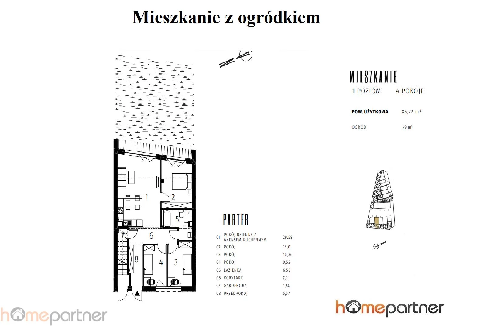 4 pokoje, apartament 85,22 m², parter, oferta nr , 19410, Wrocław, Krzyki-Partynice, Krzyki, gen. Tadeusza Kutrzeby