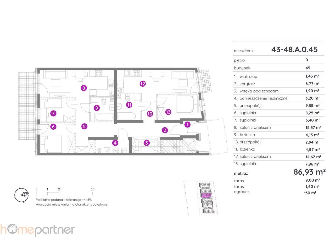 Mieszkanie na sprzedaż, 86,93 m², 5 pokoi, parter, oferta nr 17506