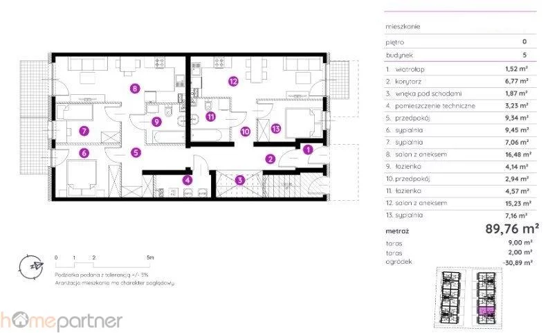 Mieszkanie na sprzedaż, 89,76 m², 5 pokoi, parter, oferta nr 17754