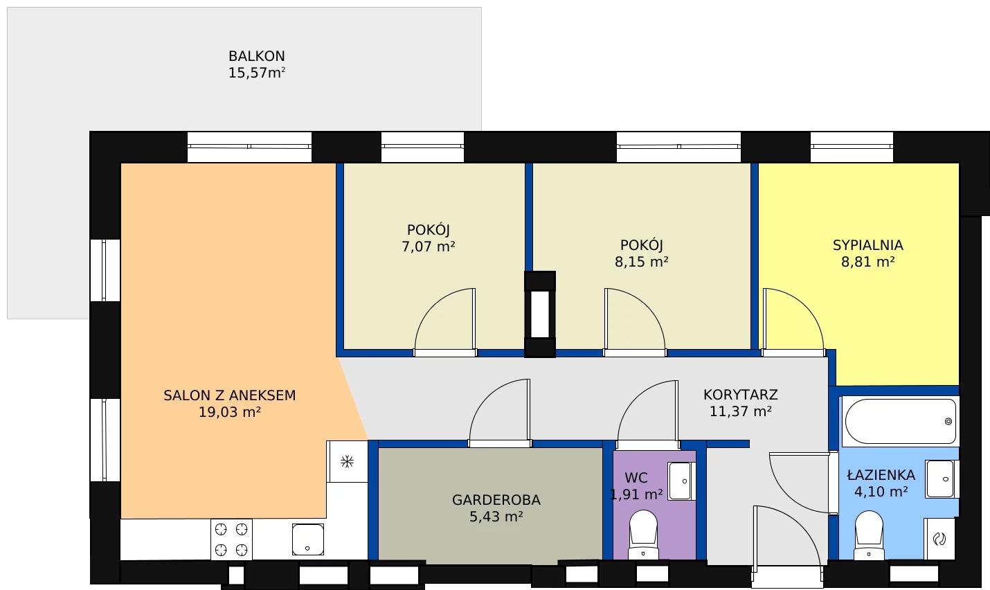 4 pokoje, mieszkanie 65,82 m², piętro 2, oferta nr F13-M10, Tęczowy Zakątek, Bydgoszcz, Czyżkówko, ul. Filtrowa
