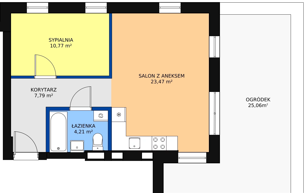 2 pokoje, mieszkanie 46,24 m², piętro 1, oferta nr F14-M6, Tęczowy Zakątek, Bydgoszcz, Czyżkówko, ul. Filtrowa