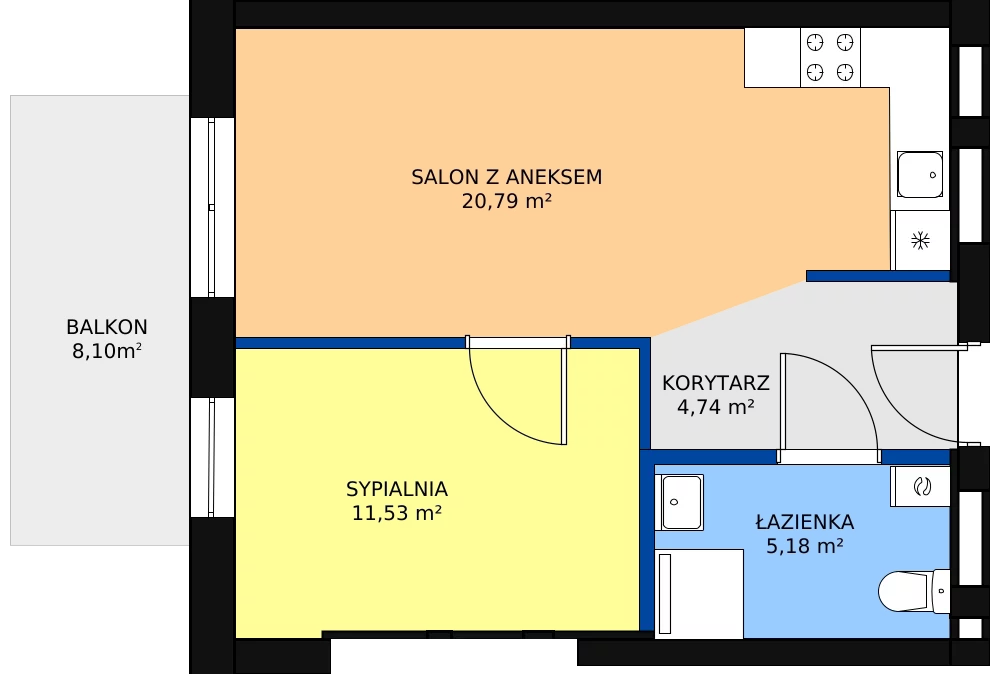 2 pokoje, mieszkanie 42,24 m², piętro 4, oferta nr F14-M22, Tęczowy Zakątek, Bydgoszcz, Czyżkówko, ul. Filtrowa