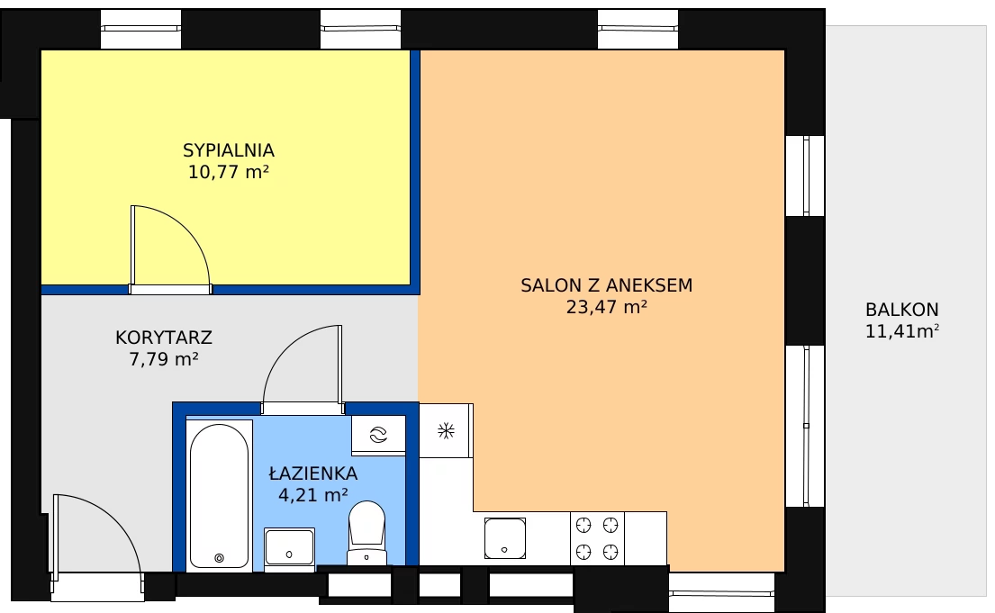 2 pokoje, mieszkanie 46,24 m², piętro 4, oferta nr F14-M24, Tęczowy Zakątek, Bydgoszcz, Czyżkówko, ul. Filtrowa