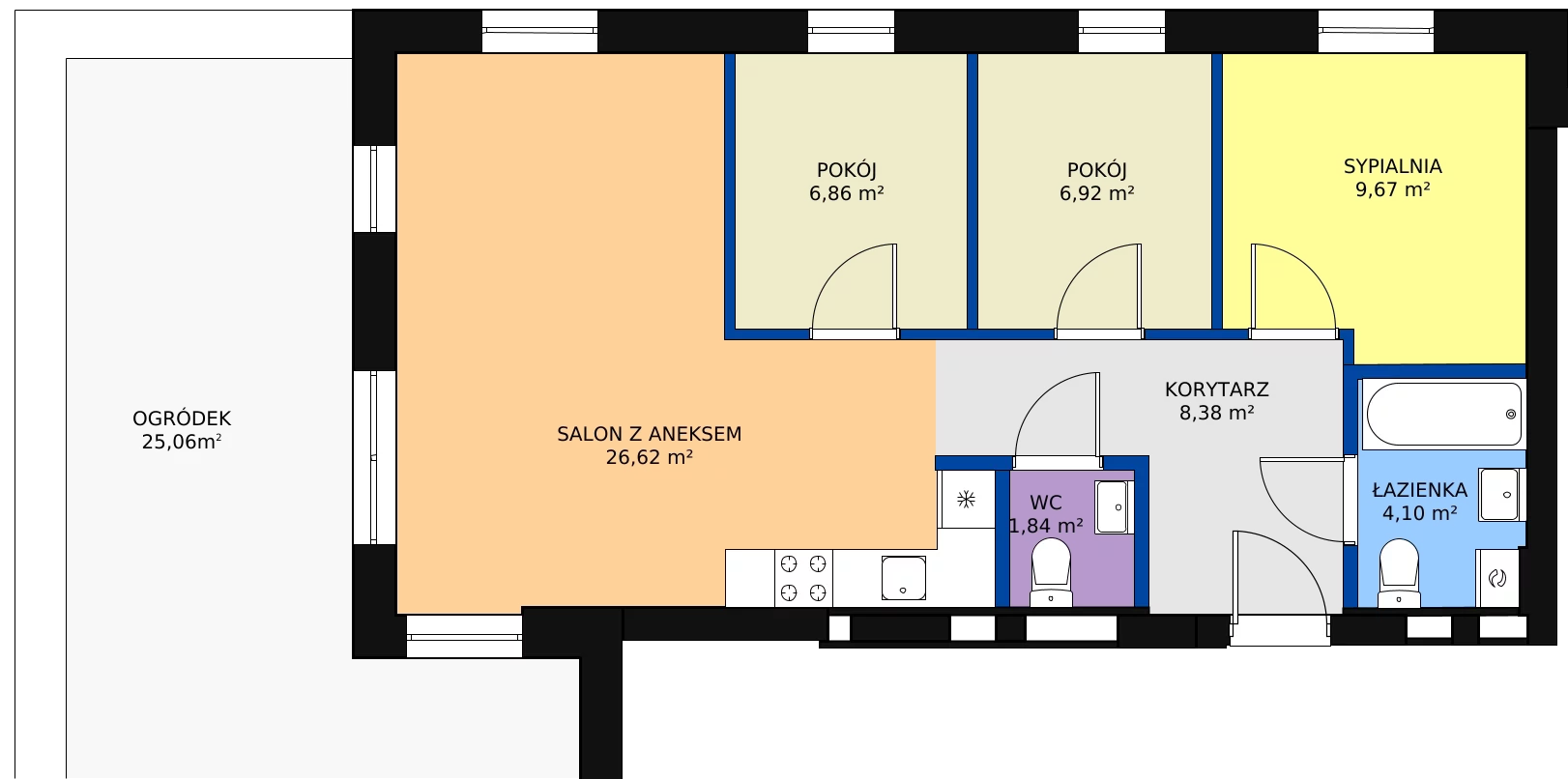 4 pokoje, mieszkanie 64,39 m², piętro 1, oferta nr F16-M01, Tęczowy Zakątek, Bydgoszcz, Czyżkówko, ul. Filtrowa