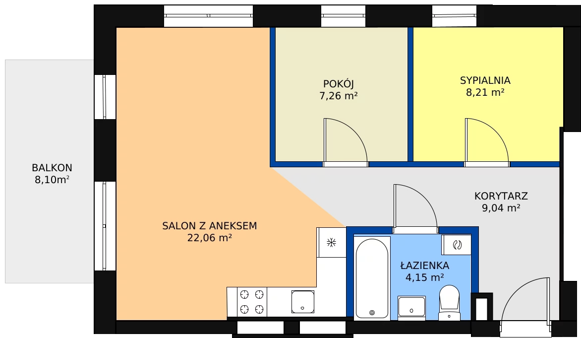 3 pokoje, mieszkanie 50,72 m², piętro 4, oferta nr F16-M20, Tęczowy Zakątek, Bydgoszcz, Czyżkówko, ul. Filtrowa