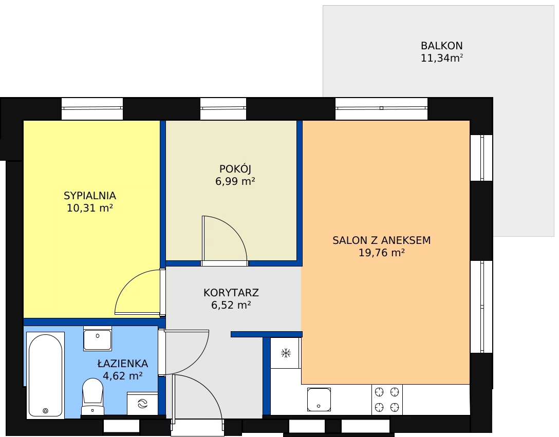 3 pokoje, mieszkanie 48,20 m², piętro 4, oferta nr F16-M24, Tęczowy Zakątek, Bydgoszcz, Czyżkówko, ul. Filtrowa