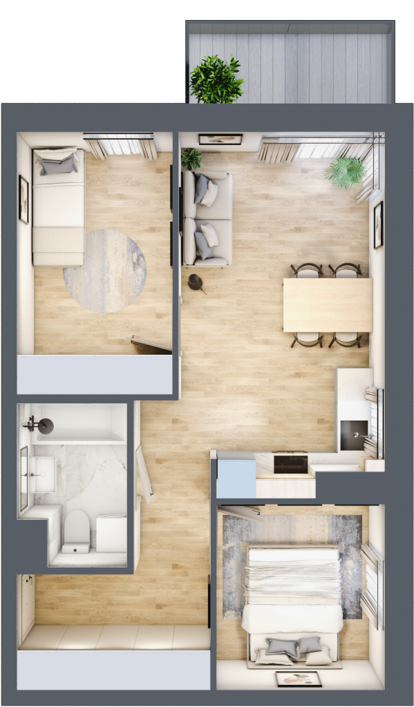 Mieszkanie 47,29 m², piętro 1, oferta nr C5.01.09, Osiedle Panorama Wiślana, Bydgoszcz, Fordon, ul. Fordońska 428