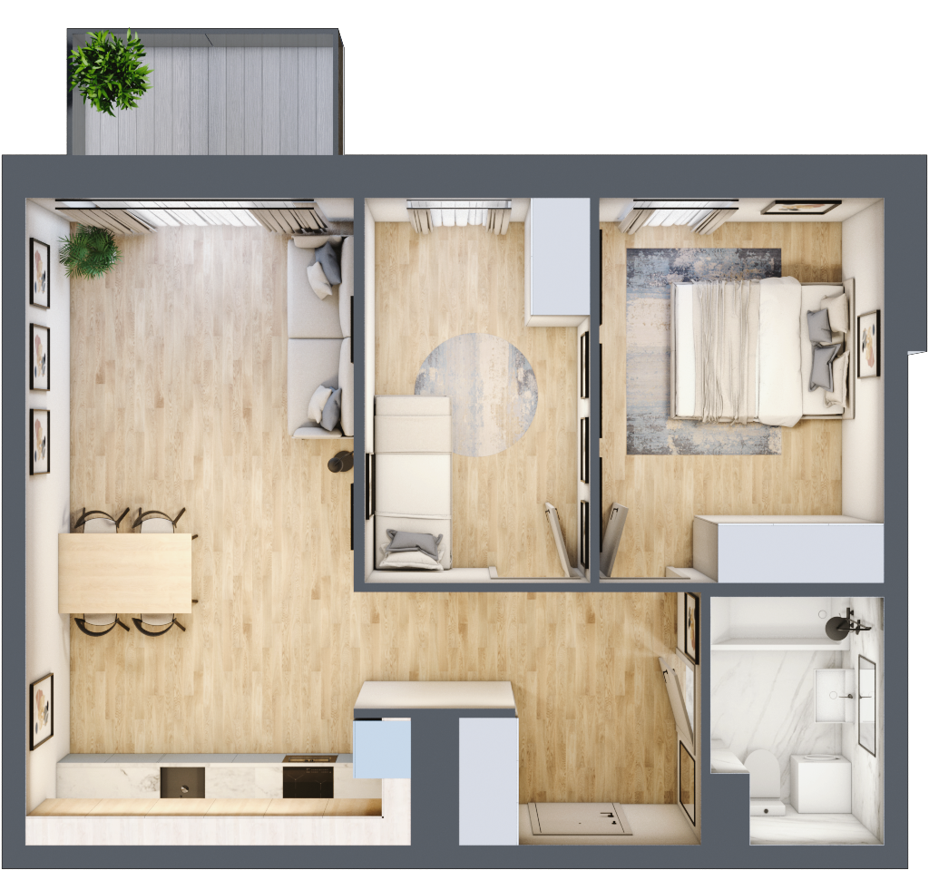 Mieszkanie 57,11 m², piętro 2, oferta nr C5.02.46, Osiedle Panorama Wiślana, Bydgoszcz, Fordon, ul. Fordońska 428