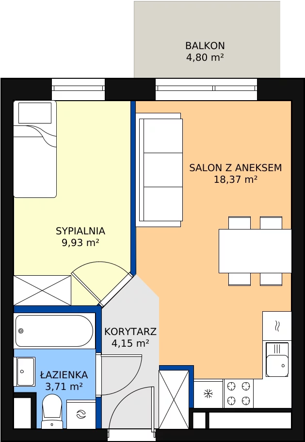Zalety mieszkania 36.16 m², C5.03.18
