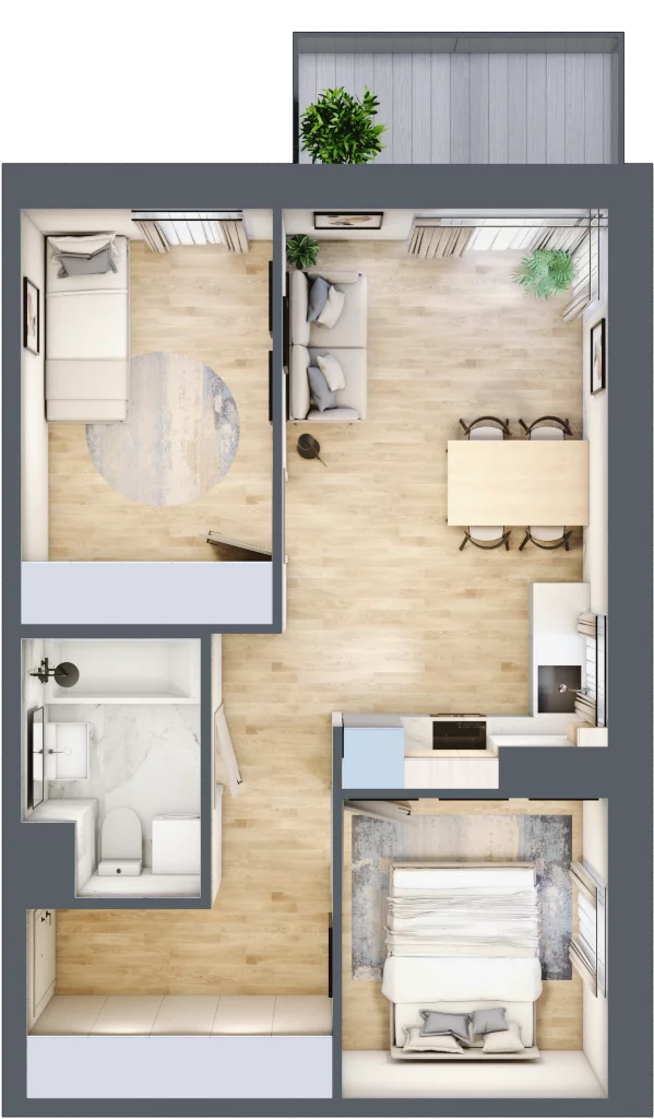 Mieszkanie 47,98 m², piętro 4, oferta nr C5.04.24, Osiedle Panorama Wiślana, Bydgoszcz, Fordon, ul. Fordońska 428