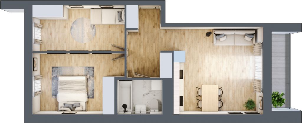 Mieszkanie 60,38 m², piętro 4, oferta nr C5.04.59, Osiedle Panorama Wiślana, Bydgoszcz, Fordon, ul. Fordońska 428