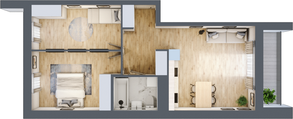 Mieszkanie 60,38 m², piętro 5, oferta nr C5.05.63, Osiedle Panorama Wiślana, Bydgoszcz, Fordon, ul. Fordońska 428