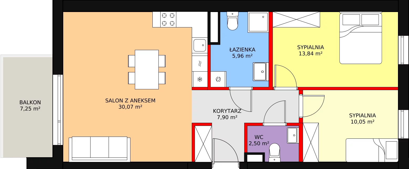 Mieszkanie 70,32 m², piętro 1, oferta nr M.B5.01.40, Osiedle Harmonia, Toruń, Wrzosy, JAR, ul. Strobanda 3-5