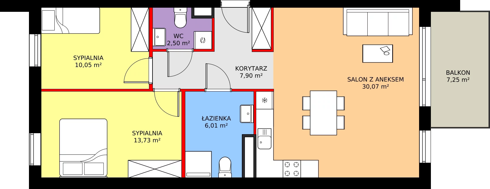 Zalety mieszkania 70.26 m², M.B6.01.36