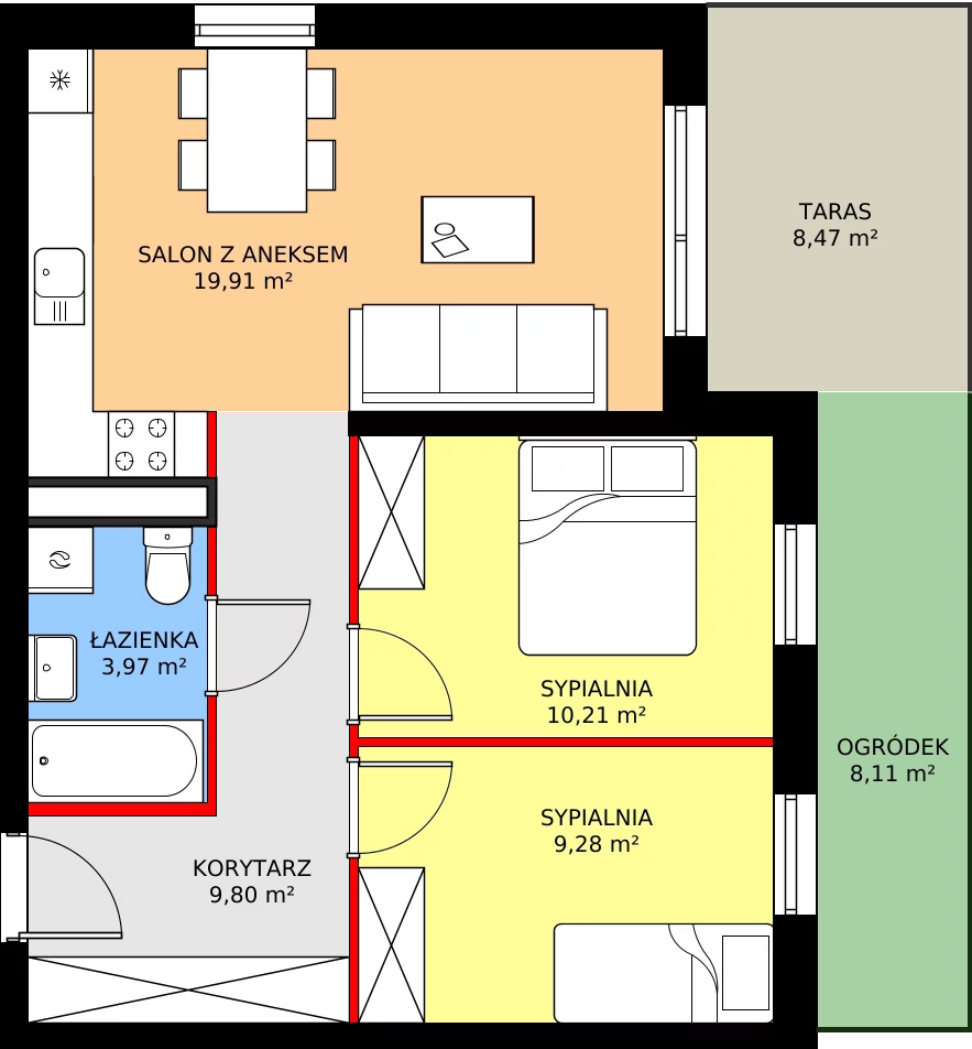 Zalety mieszkania 53.17 m², M.B6.00.26