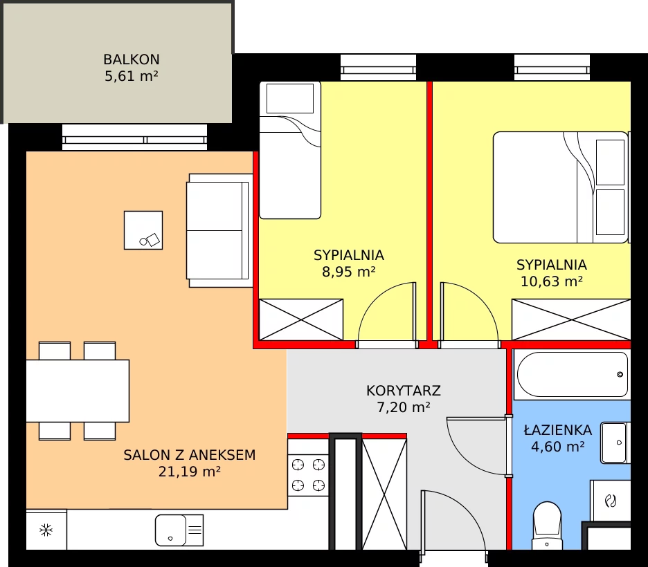 Zalety mieszkania 52.57 m², M.B6.03.45